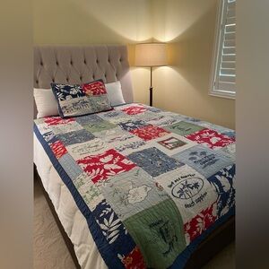 Pottery Barn Kids “Island Surf” Pick Stitch, Twin Quilt 86 x 68 1 Standard Sham.